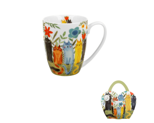 Kubek w koszyczku 360 ml KOTY OGRODOWE