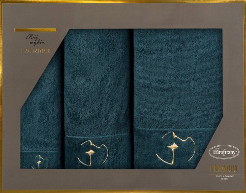 EVA MINGE Komplet 3 ręczników Gaja ciemno zielony 5903571520173