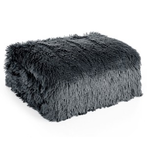 KOC narzuta PLED włochacz FUTRZAK 200x220 cm stalowy