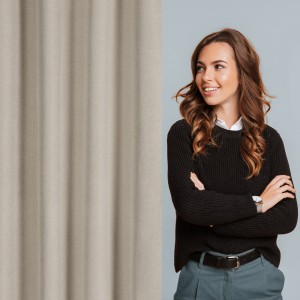 Zasłona zaciemniająca Blackout 135x270 na taśmie Suzan ciemny beż