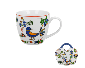 Kubek w koszyczku 460 ml PTASZEK KASZUBSKI