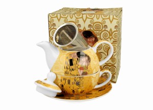 Filiżanka z dzbankiem Tea for one THE KISS ECRU G. Klimt