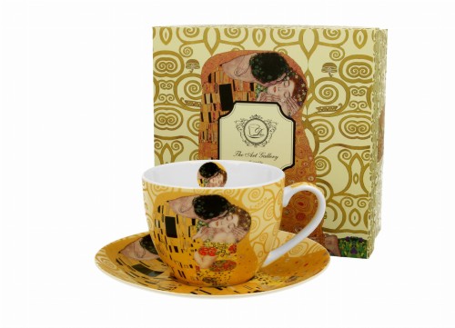 Filiżanka ze spodkiem 250 ml THE KISS ECRU Gustav Klimt 5902693945635