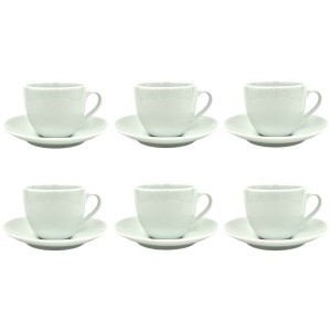 Komplet 6 filiżanek ze spodkami 320 ml Base White Bogucice