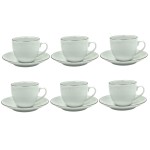 Komplet 6 filiżanek ze spodkami 320 ml Base Platin Bogucice