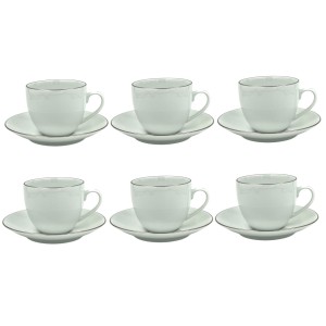 Komplet 6 filiżanek ze spodkami 320 ml Base Platin Bogucice