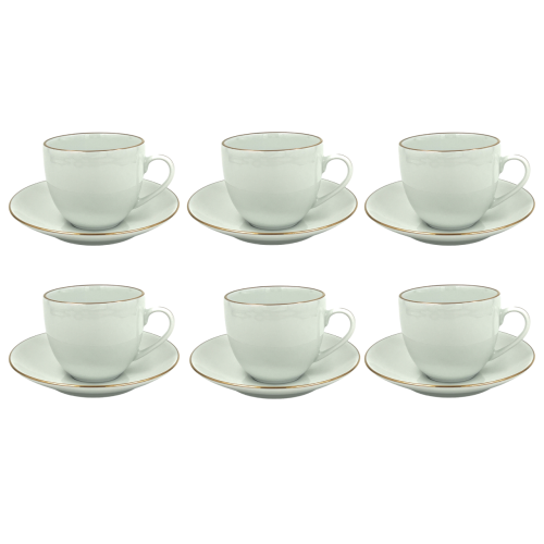 Komplet 6 filiżanek ze spodkami 320 ml Base Gold Bogucice 5903517116668