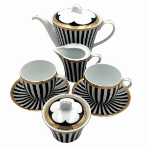 Zestaw serwis komplet do kawy Paski Serko 6 osób 15 el