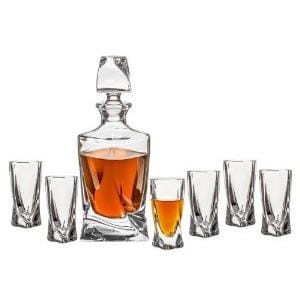 Komplet do wódki likieru karafka 400 ml + 6 kieliszków 50 ml Bohemia Quadro