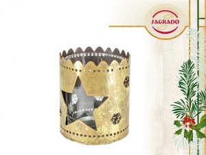 Świąteczny złoty świecznik - gwiazdka - metaloplastyka